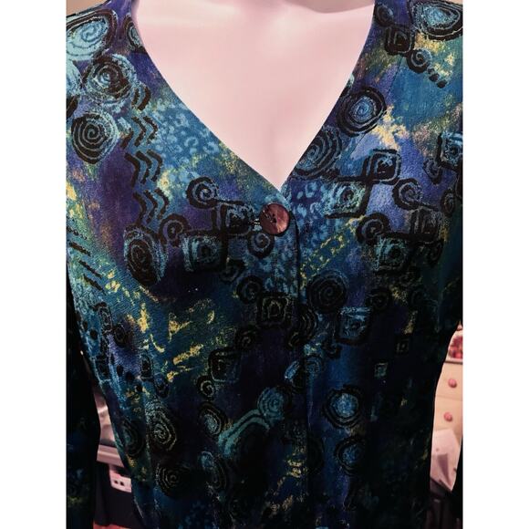 Chicos Travelers Women’s Size 2 Whimsagoth Abstract Business Geometric Y2K Artsy - Picture 4 of 11